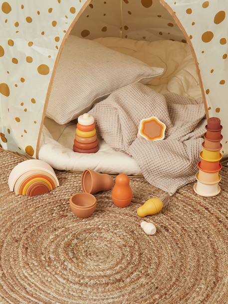 Arc-en-ciel en silicone - jeu d’empilage Chocolate bliss+Tropical vibes 5 - vertbaudet enfant 