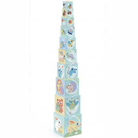 Cube à empiler Bleu clair, rose pâle+Multicolore 1 - vertbaudet enfant 