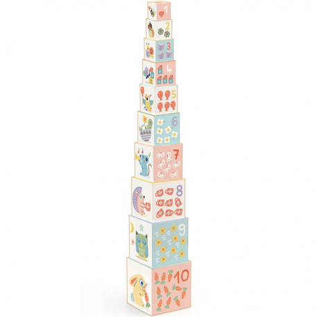 Cube à empiler Bleu clair, rose pâle+Multicolore 3 - vertbaudet enfant 