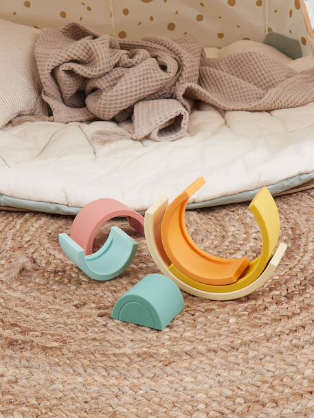 Arc-en-ciel en silicone - jeu d’empilage Chocolate bliss+Tropical vibes 10 - vertbaudet enfant 