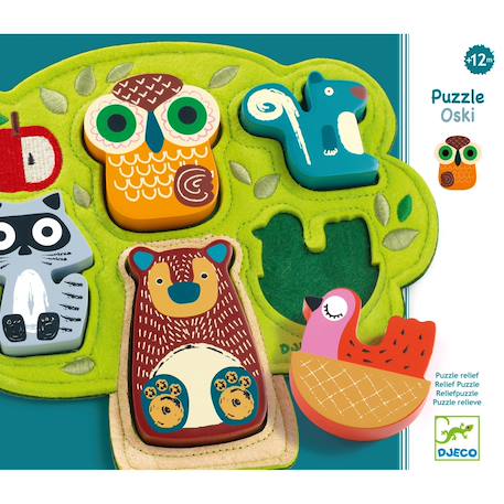 Puzzle encastrement dans la forêt oski (6 pièces) Support vert 2 - vertbaudet enfant 