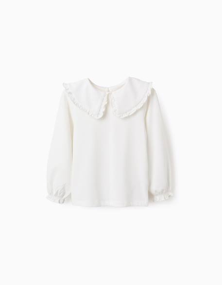 T-shirt à  manches longues avec volants Blanc 1 - vertbaudet enfant 