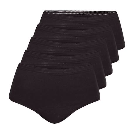 Lot de 5 culottes menstruelles taille haute femme Noir+Rose vintage 1 - vertbaudet enfant 