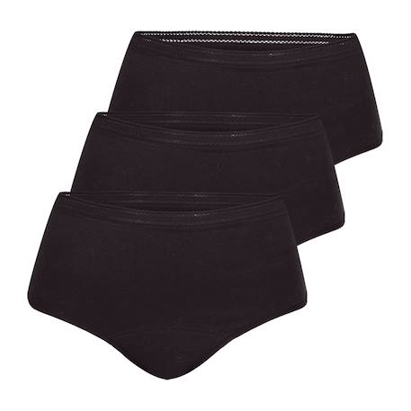 Lot de 3 culottes menstruelles taille haute femme Noir+Rose vintage 1 - vertbaudet enfant 