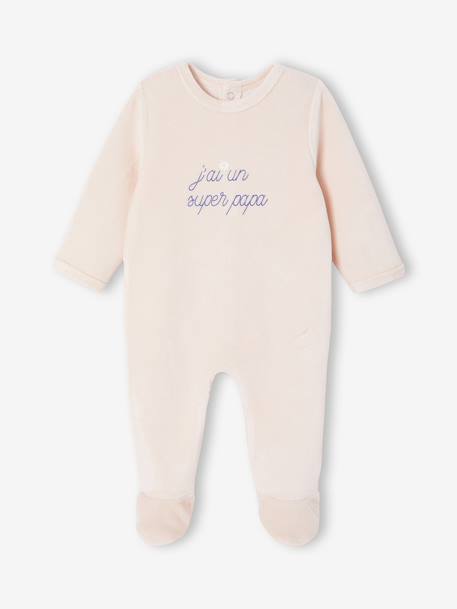 Lot de 2 pyjamas bébé fille en velours rose pâle 2 - vertbaudet enfant 