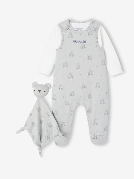 Ensemble 3 pièces naissance combinaison body doudou rose+vert d'eau 21 - vertbaudet enfant 