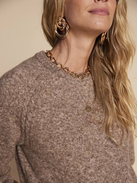 Pull de grossesse avec tresse fantaisie mélange laine beige 6 - vertbaudet enfant 