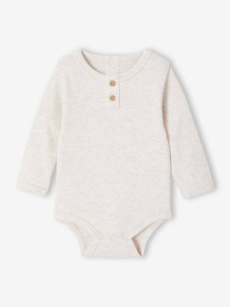 Lot de 2 Bodies naissance col officier et col tunisien beige chiné 2 - vertbaudet enfant 