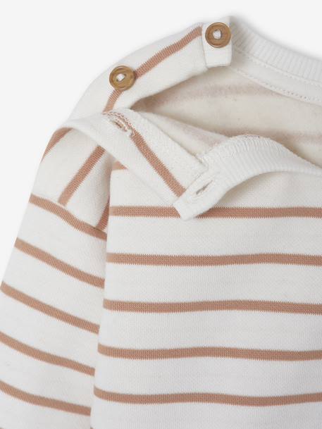 Sweat naissance en molleton rayé avec ouverture aux épaules écru 3 - vertbaudet enfant 