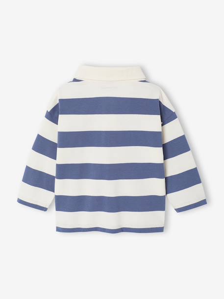 T-shirt polo bébé rayé manches longues bleu grisé 4 - vertbaudet enfant 