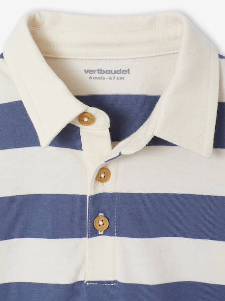 T-shirt polo bébé rayé manches longues bleu grisé 3 - vertbaudet enfant 