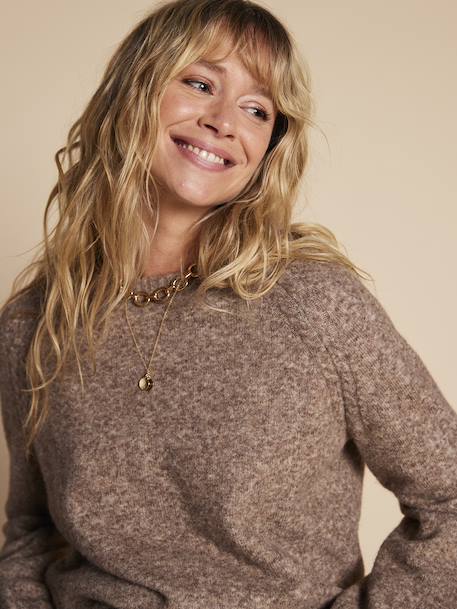 Pull de grossesse avec tresse fantaisie mélange laine beige 1 - vertbaudet enfant 
