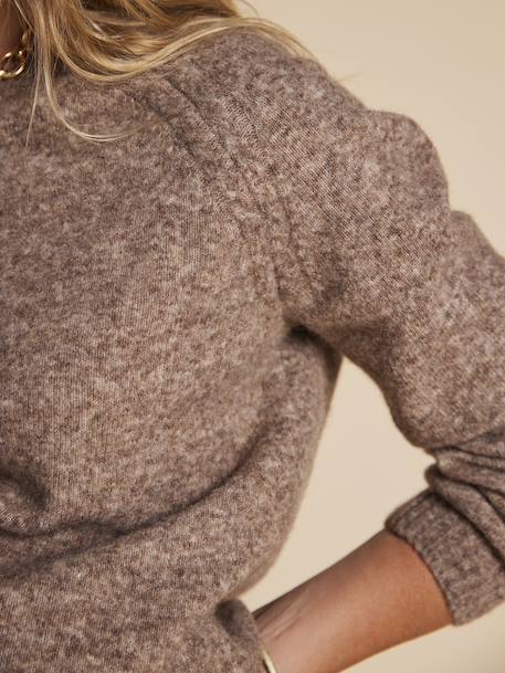 Pull de grossesse avec tresse fantaisie mélange laine beige 7 - vertbaudet enfant 