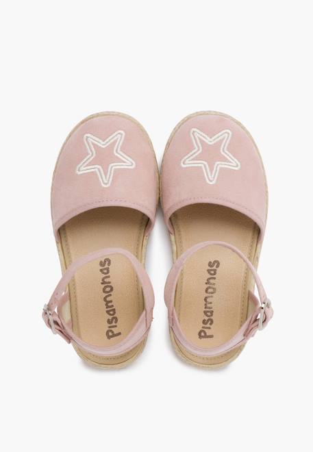 Espadrilles plates étoile brodée Écru+Rose 11 - vertbaudet enfant 