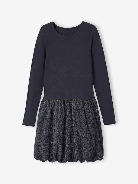 Robe boule fille bi-matière anthracite 2 - vertbaudet enfant 