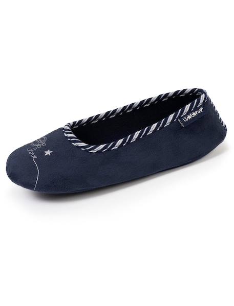 Chaussons ballerines broderie argentée, très confortables Marine 6 - vertbaudet enfant 