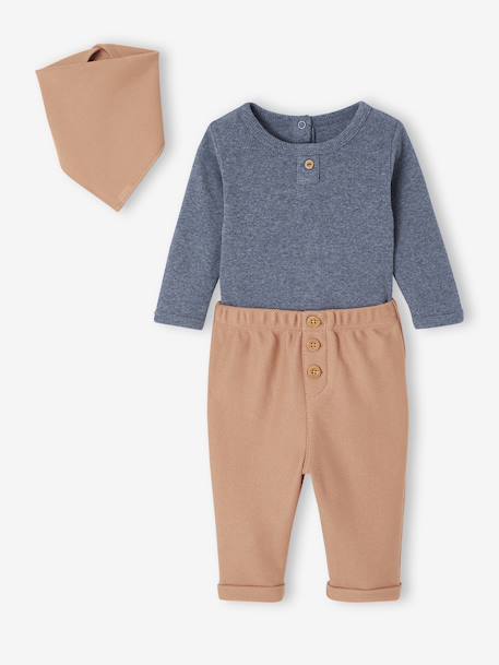 Ensemble 3 pièces naissance body + pantalon + foulard camel 3 - vertbaudet enfant 