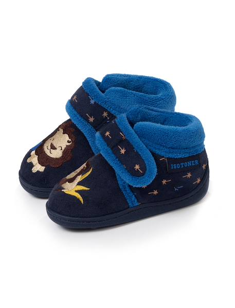Chaussons bottillons à fermeture à scratch, bon maintien du pied, semelle antidérapante Marine 6 - vertbaudet enfant 