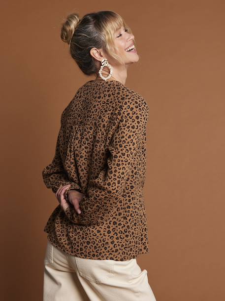 Blouse léopard en gaze de coton grossesse et allaitement écru 4 - vertbaudet enfant 