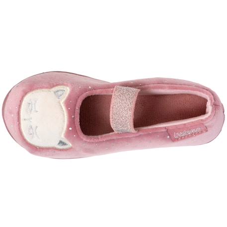 Chaussons ballerines avec élastique de maintien, semelle antidérapante Rose pailleté 2 - vertbaudet enfant 