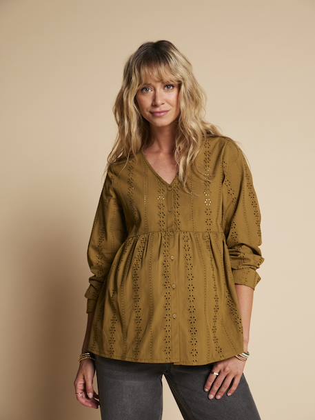 Blouse grossesse et allaitement en broderie anglaise olive 3 - vertbaudet enfant 