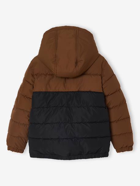Doudoune garçon bicolore doublée polaire à capuche marron+vert sauge 3 - vertbaudet enfant 