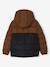 Doudoune garçon bicolore doublée polaire à capuche marron+vert sauge 3 - vertbaudet enfant 