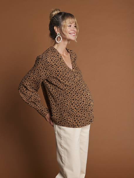 Blouse léopard en gaze de coton grossesse et allaitement écru 2 - vertbaudet enfant 