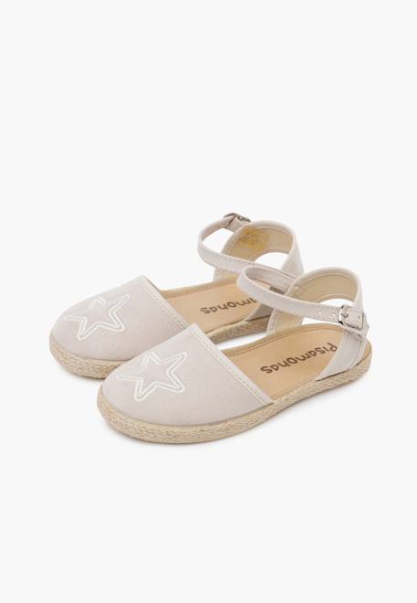 Espadrilles plates étoile brodée Écru+Rose 4 - vertbaudet enfant 