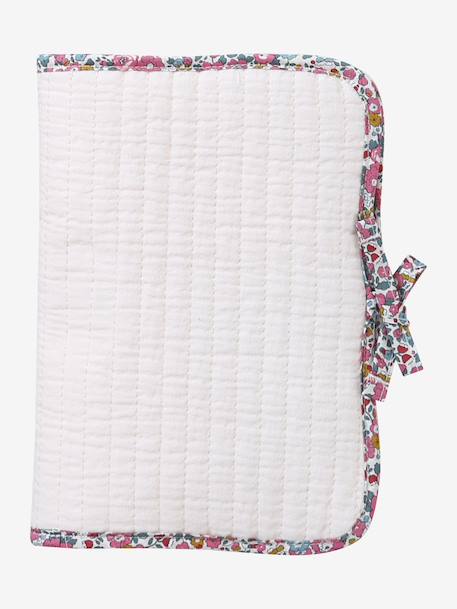 Protège carnet de santé en gaze de coton et Liberty personnalisable rose pâle 2 - vertbaudet enfant 