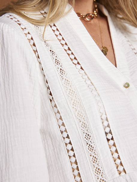 Blouse grossesse et allaitement en dentelle macramé blanc 5 - vertbaudet enfant 