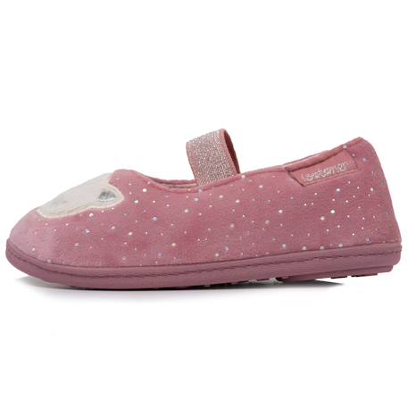 Chaussons ballerines avec élastique de maintien, semelle antidérapante Rose pailleté 3 - vertbaudet enfant 