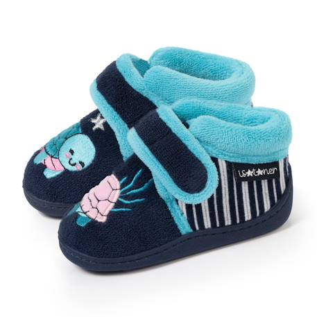 Chaussons bottillons à fermeture à scratch, bon maintien du pied, semelle antidérapante Marine 1 - vertbaudet enfant 