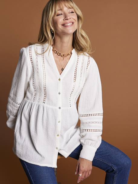 Blouse grossesse et allaitement en dentelle macramé blanc 1 - vertbaudet enfant 