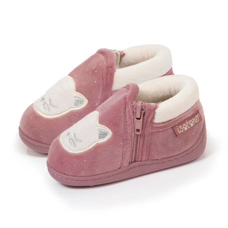 Chaussons bottillons à zip, faciles à enfiler, bon maintien du pied, semelle antidérapante Rose pailleté 1 - vertbaudet enfant 