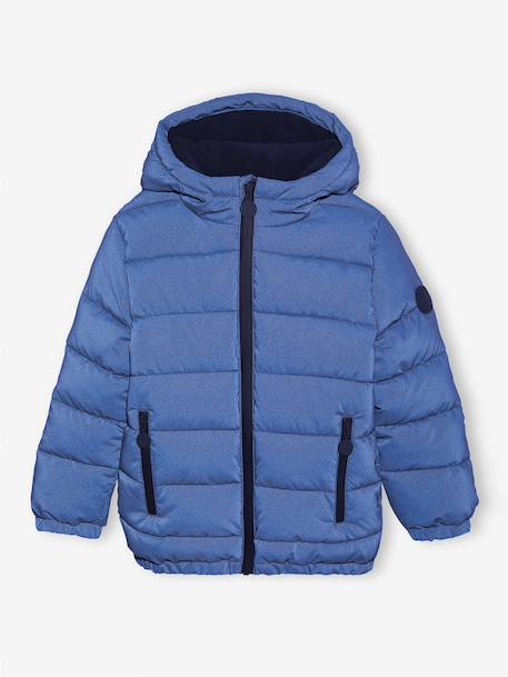 Doudoune à capuche doublée polaire garçon effet réfléchissant Gris+marine 11 - vertbaudet enfant 