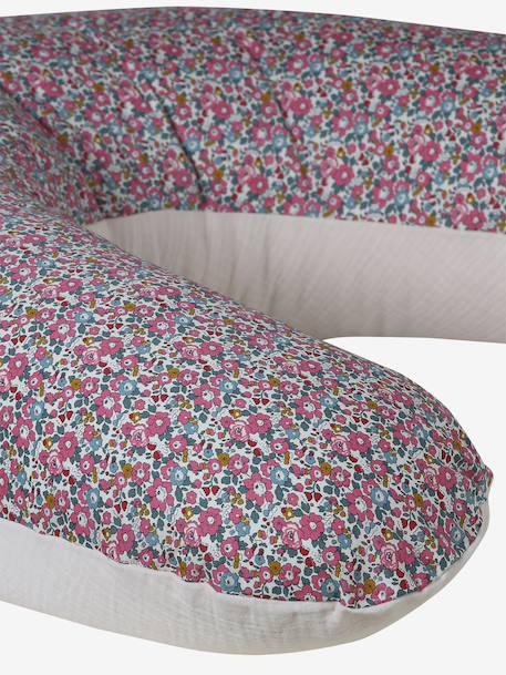 Coussin et housse d'allaitement gaze coton et Liberty rose pâle 1 - vertbaudet enfant 