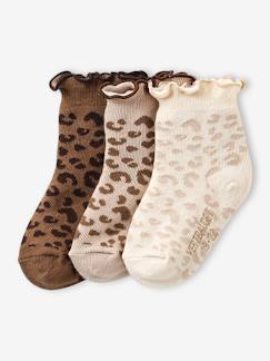 Lot de 3 paires de chaussettes bébé fille motifs léopard  - vertbaudet enfant