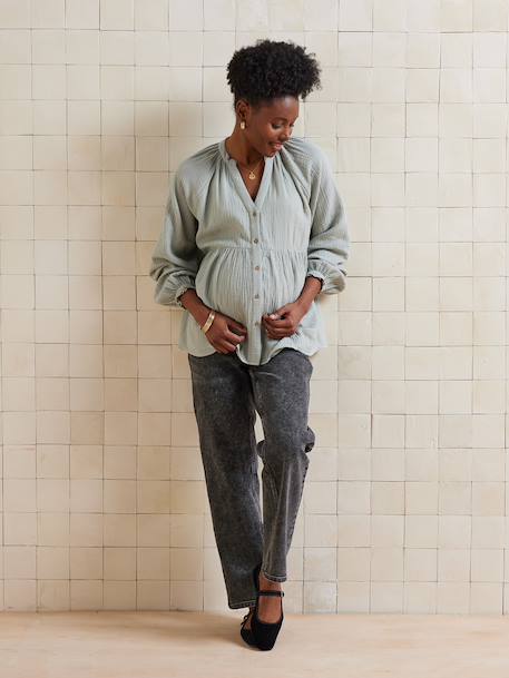 Blouse grossesse et allaitement en gaze coton bois de rose+vert sauge 14 - vertbaudet enfant 