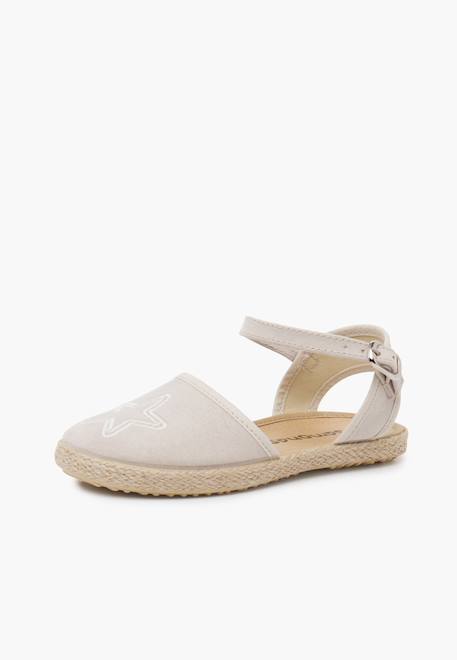 Espadrilles plates étoile brodée Écru+Rose 2 - vertbaudet enfant 