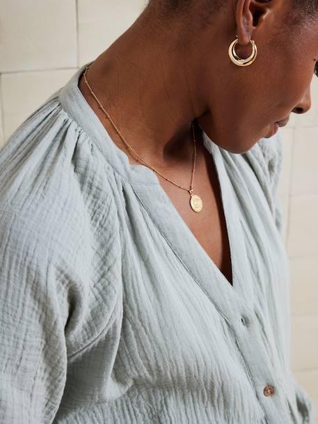 Blouse grossesse et allaitement en gaze coton bois de rose+vert sauge 13 - vertbaudet enfant 