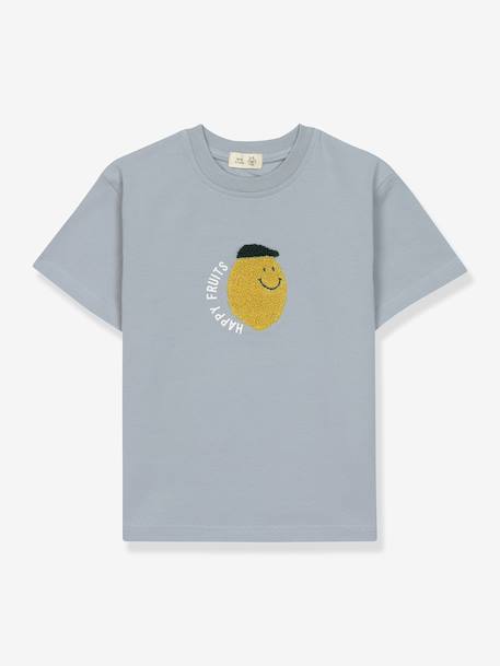 T-shirt citron bleu enfant Little Gang LÄSSIG bleu ciel 2 - vertbaudet enfant 