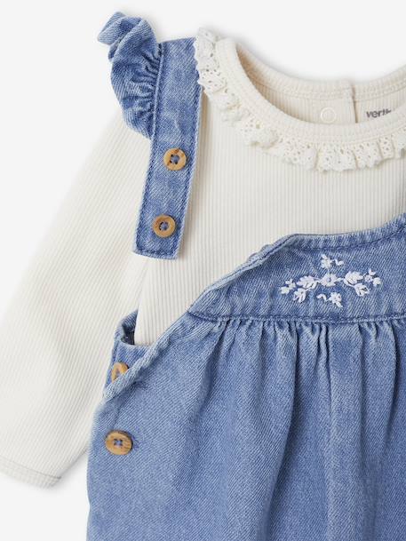 Ensemble 2 pièces naissance salopette en denim + body stone 5 - vertbaudet enfant 