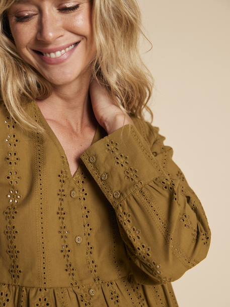Blouse grossesse et allaitement en broderie anglaise olive 6 - vertbaudet enfant 
