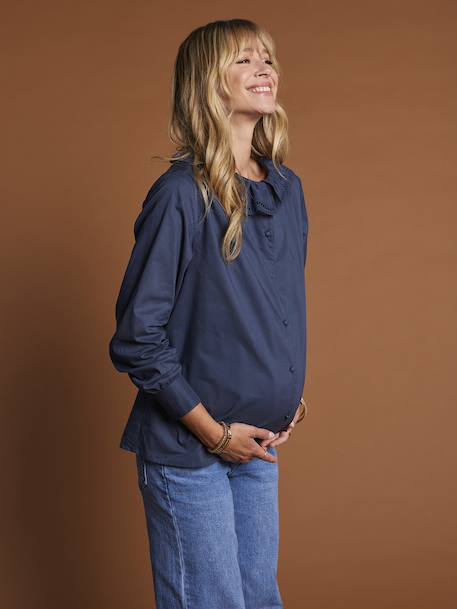 Blouse grossesse et allaitement à volants bleu nuit 2 - vertbaudet enfant 
