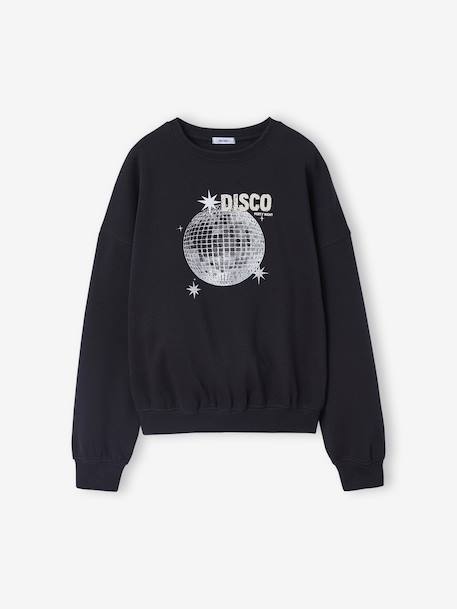 Sweat fille motif DISCO anthracite 1 - vertbaudet enfant 