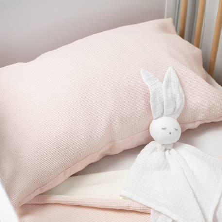 Taie d'oreiller unie en coton nid d'abeille Beige+Bleu+Écru+Rose+Vert 11 - vertbaudet enfant 
