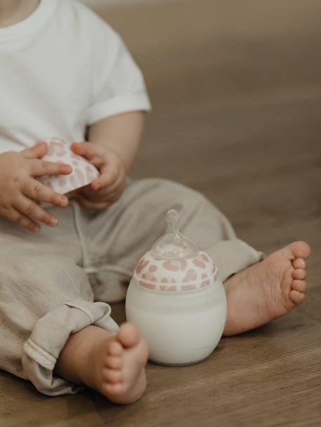 Biberon BibRond 150 ml ELHEE blanc imprimé+rose imprimé 2 - vertbaudet enfant 