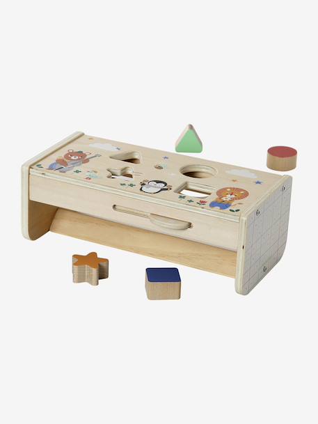 Boîte à formes 2 en 1 LES ANIMAUX JOYEUX en bois FSC® jaune 2 - vertbaudet enfant 