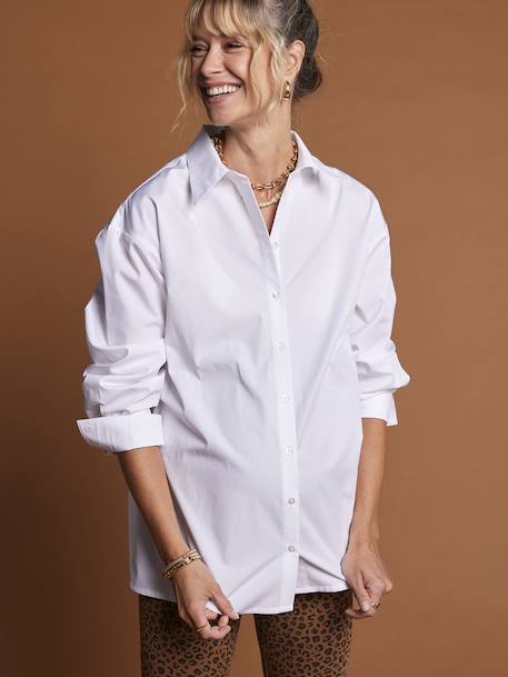 Chemise de grossesse et allaitement forme longue écru 1 - vertbaudet enfant 